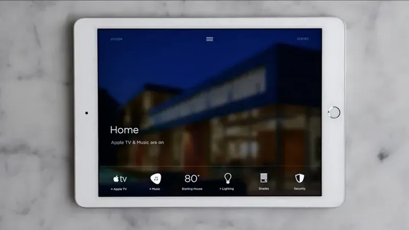 Minimal Savant main menu on a tablet